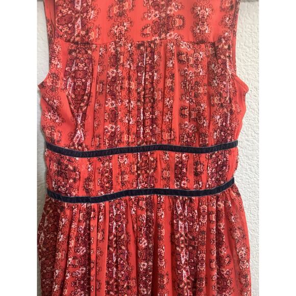 Abercrombie & Fitch Medium Dress Orange Floral Empire Waist Gray Velvet #5870 - Picture 9 of 16